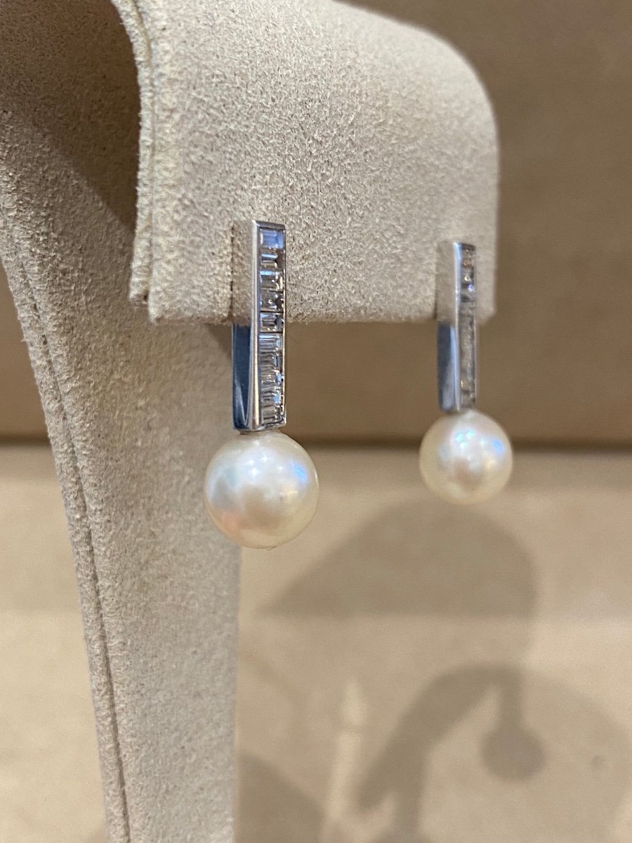 Boucles d'Oreilles Perles Et Diamants Barrettes