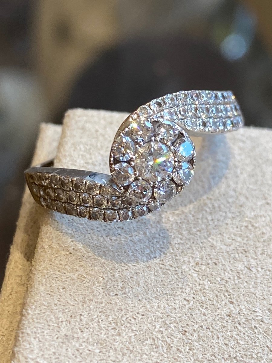 Tourbillon Ring with Diamonds and White Gold