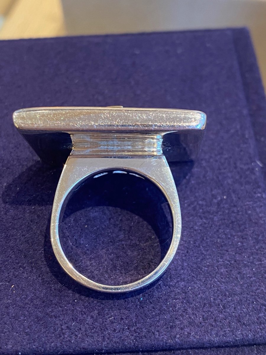 Janine Renard (1947), Bague Moderniste Nacre Et Rubis