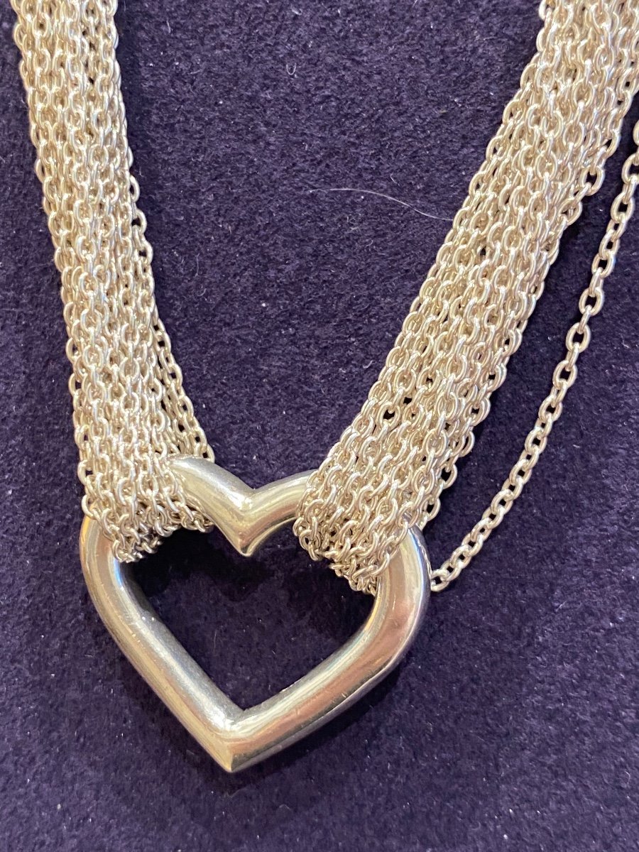 Tiffany & Co, Silver Multi-Link Heart Necklace by Elsa Peretti