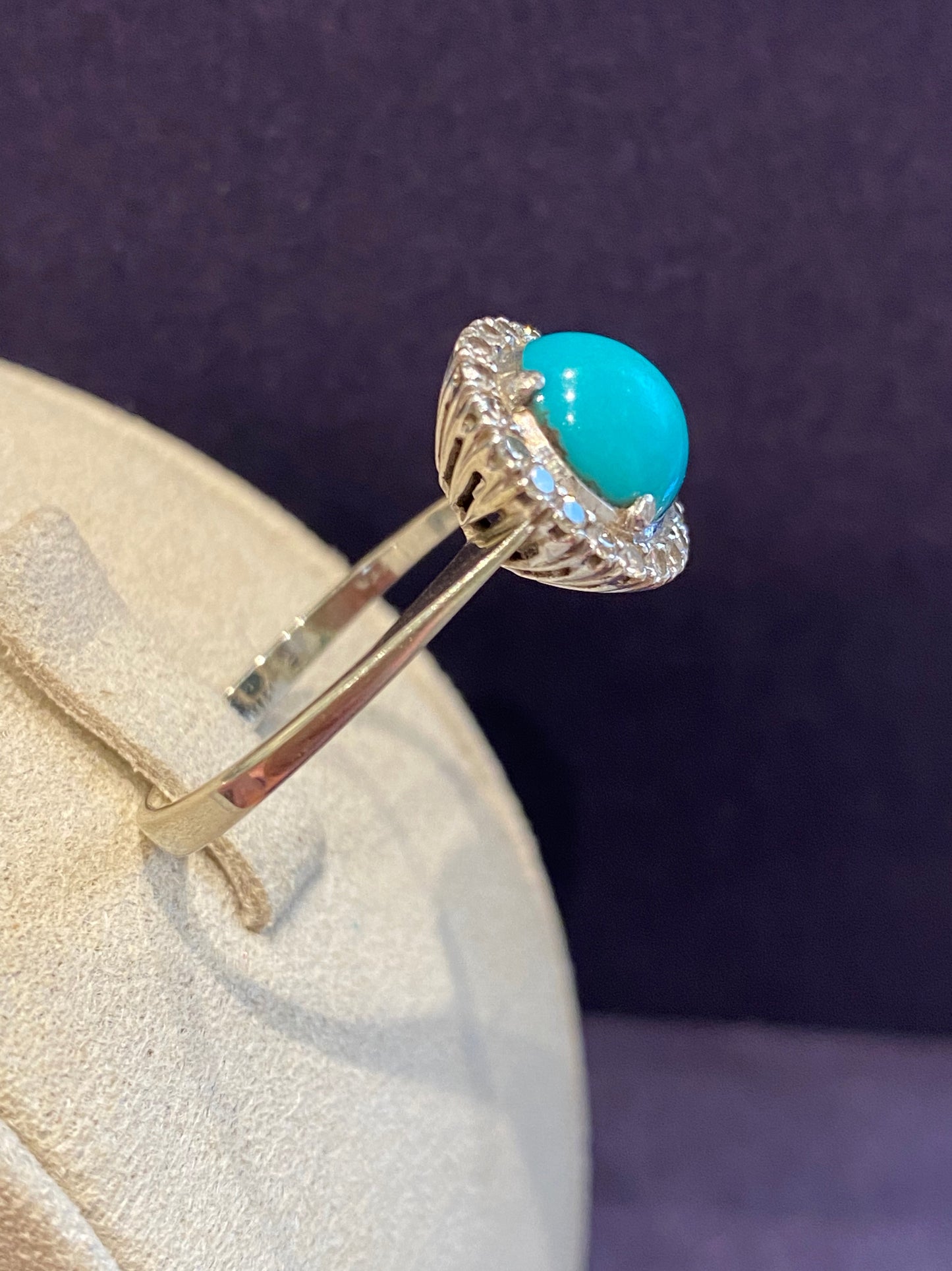 Turquoise & Diamond Daisy Ring
