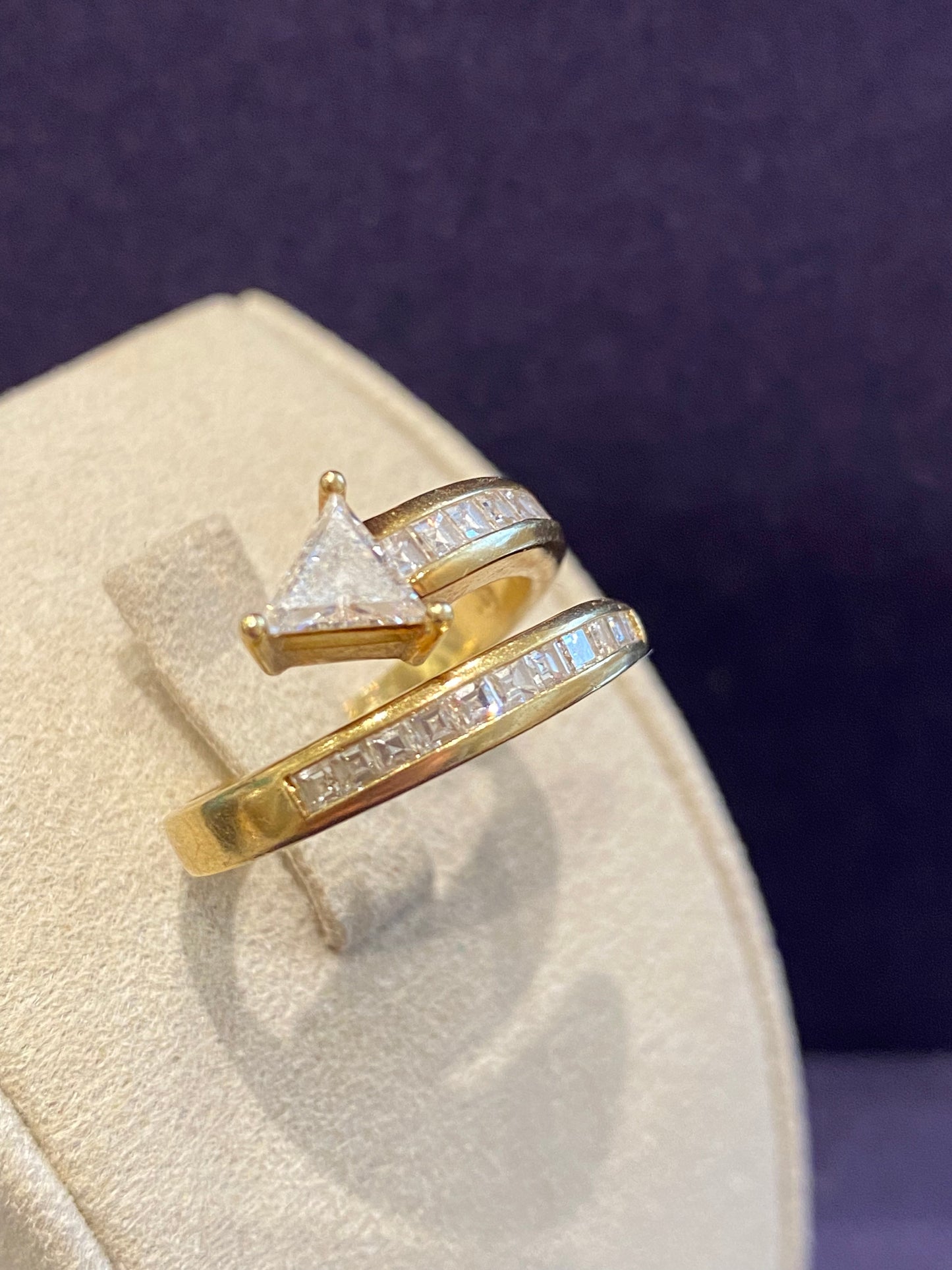 Stylized Snake Ring in Gold & Diamond