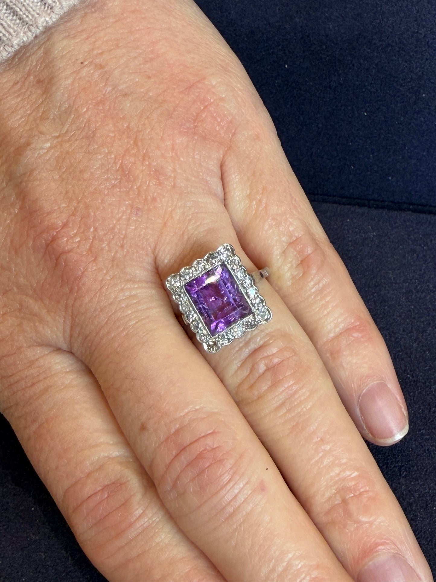 BAGUE ANCIENNE AMETHYSTE & DIAMANTS