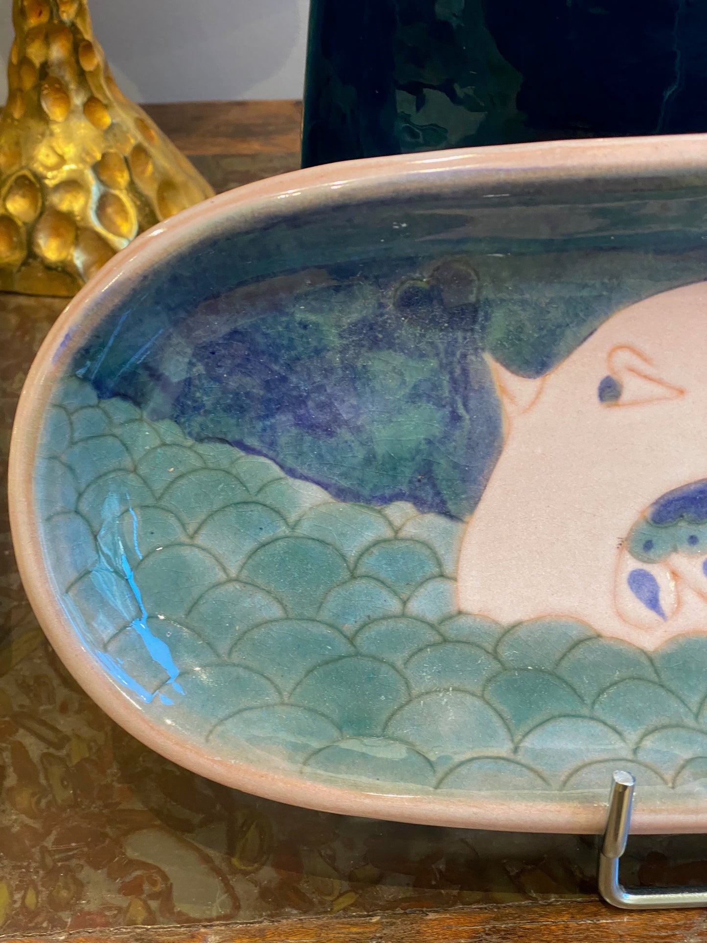 Robert & Jean Cloutier , Plat Oblongue à l'Oiseau Bleu