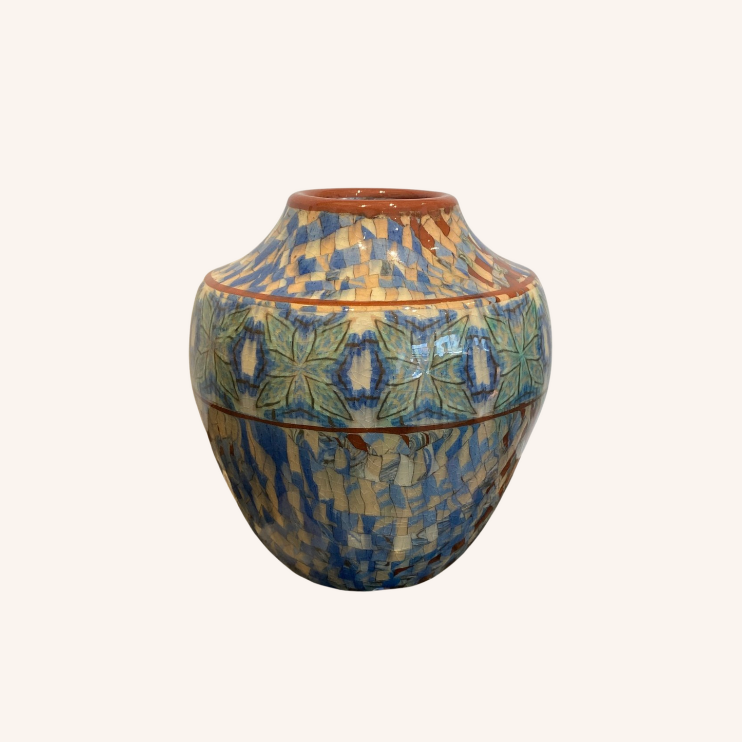 Jean Gerbino, Vase En Terres Mêlées à Décor "impressionniste"