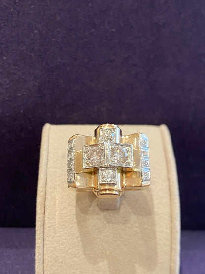 BAGUE TANK OR & DIAMANTS