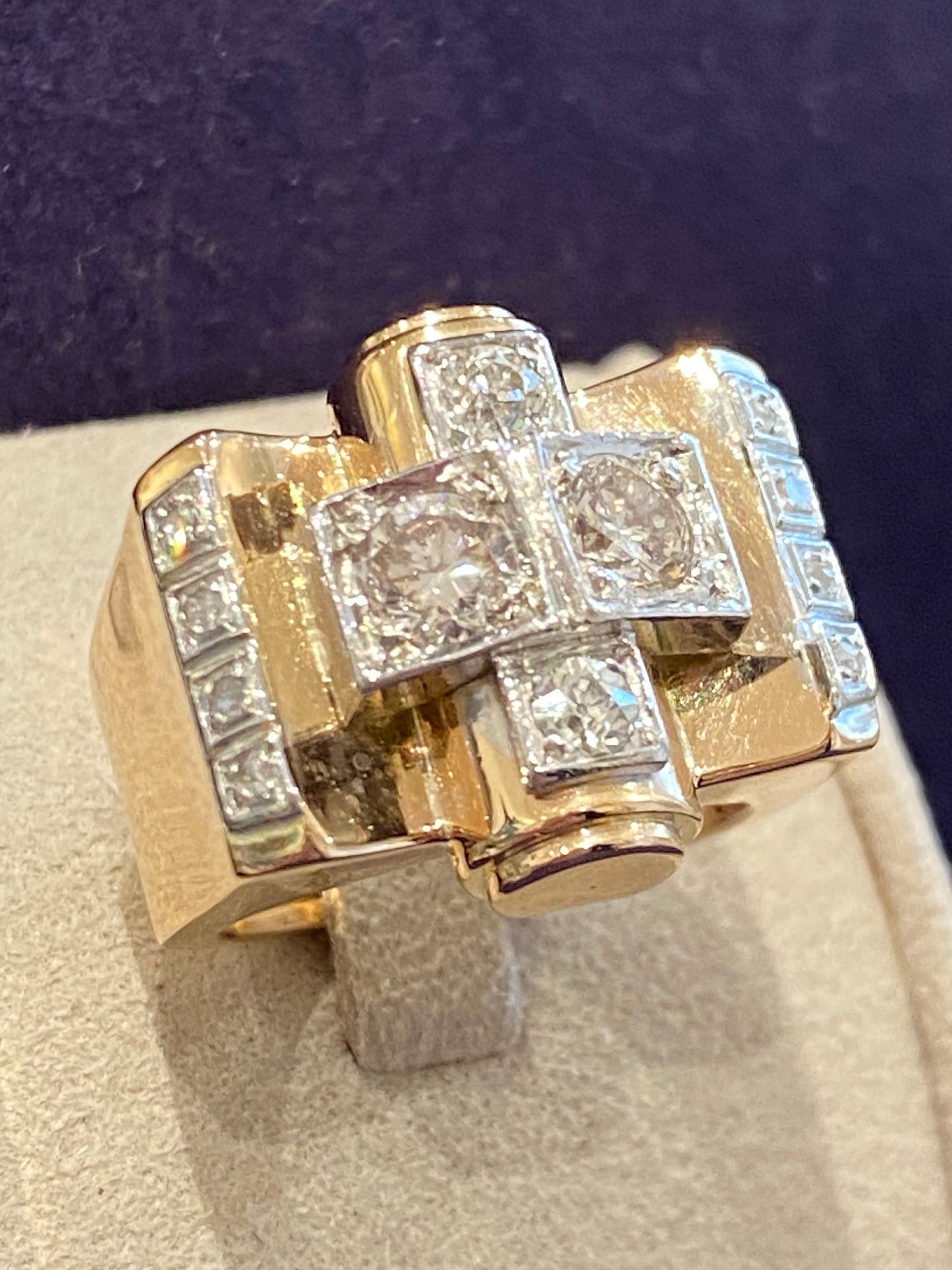 BAGUE TANK OR & DIAMANTS