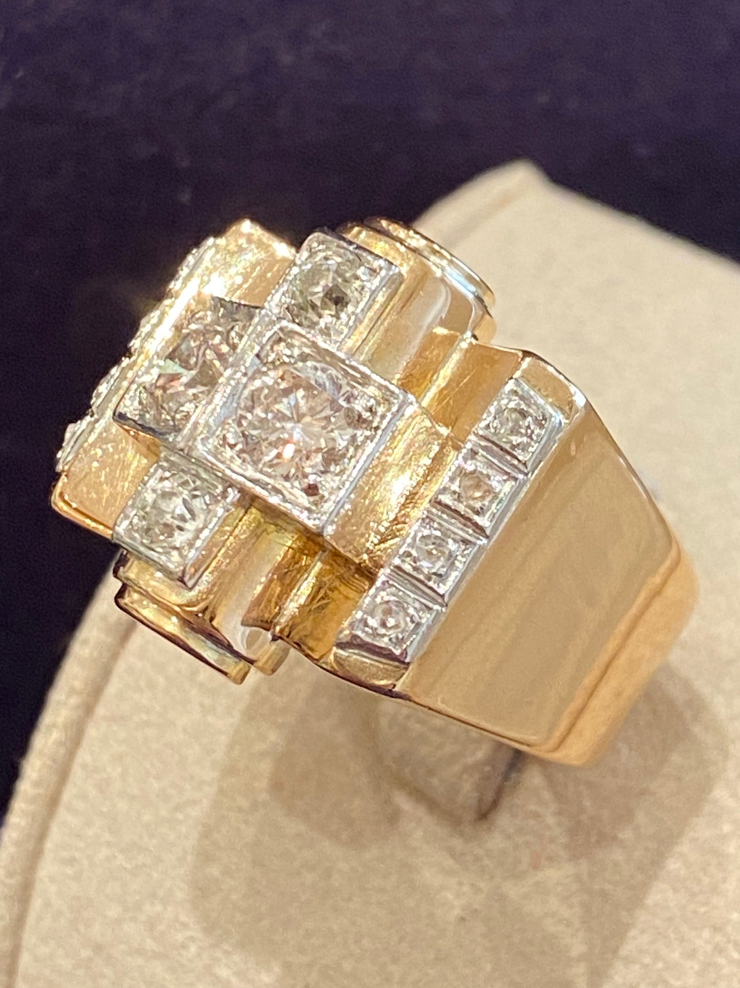 BAGUE TANK OR & DIAMANTS