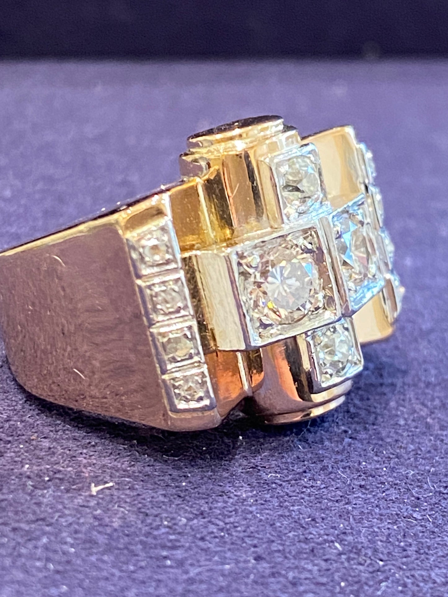 BAGUE TANK OR & DIAMANTS