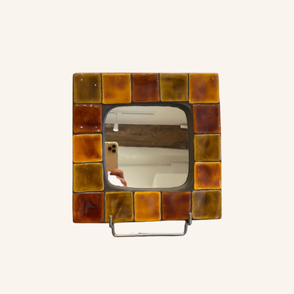 Mithé Espelt (1923-2020), "Carreaux" Mirror in Autumn Tones