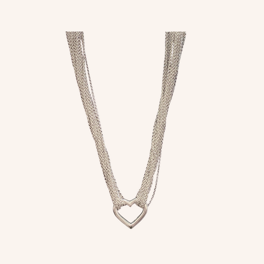 Tiffany & Co, Collier Argent Multi-mailles Coeur Par Elsa Peretti