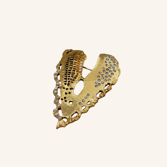 Christian Lacroix, Broche coeur perles et strass fantaisie