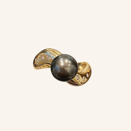 Tahitian Pearl &amp; Diamond Ring
