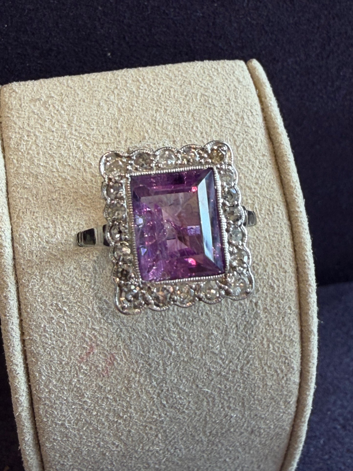 BAGUE ANCIENNE AMETHYSTE & DIAMANTS