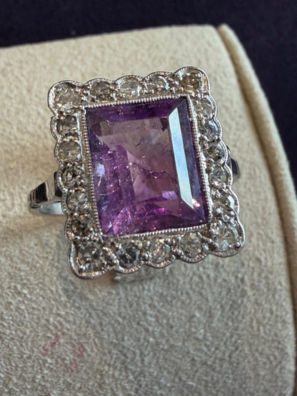 BAGUE ANCIENNE AMETHYSTE & DIAMANTS