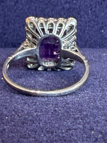 BAGUE ANCIENNE AMETHYSTE & DIAMANTS