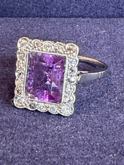BAGUE ANCIENNE AMETHYSTE & DIAMANTS
