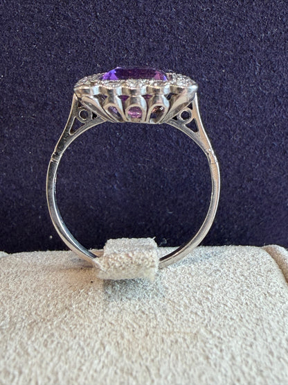 BAGUE ANCIENNE AMETHYSTE & DIAMANTS