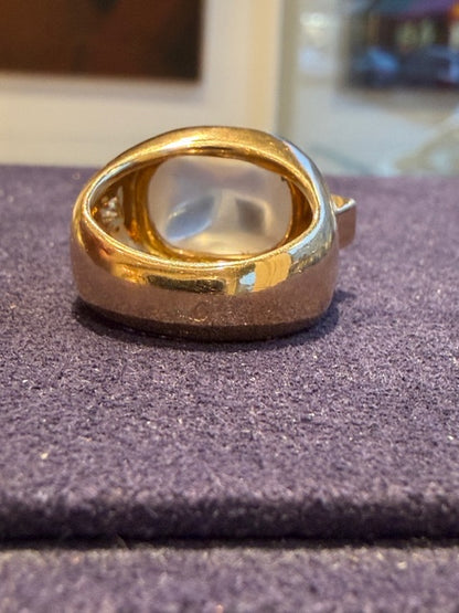 BAGUE DOME PIERRE DE LUNE & DIAMANTS