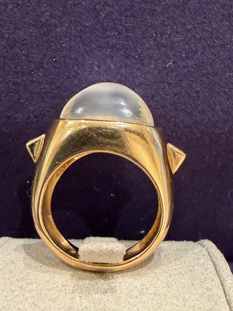 BAGUE DOME PIERRE DE LUNE & DIAMANTS