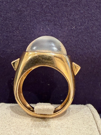 BAGUE DOME PIERRE DE LUNE & DIAMANTS