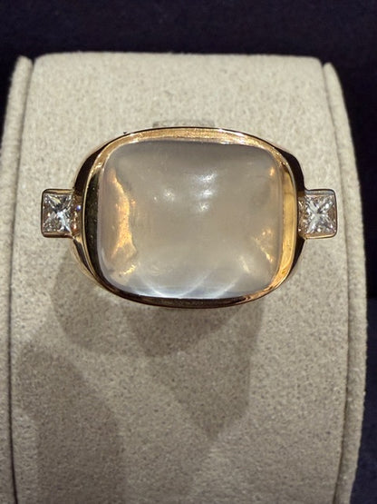 BAGUE DOME PIERRE DE LUNE & DIAMANTS