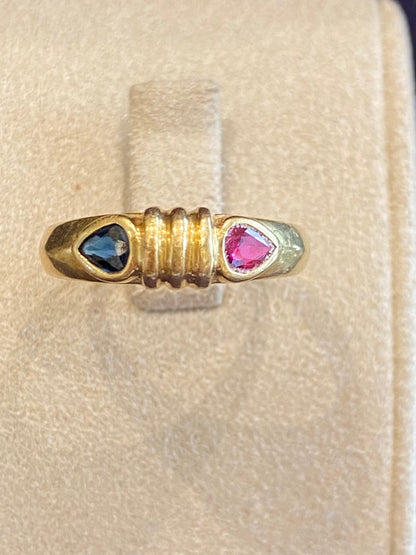 BAGUE JARRETIERE OR, SAPHIR  & RUBIS