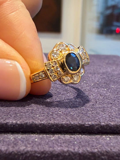 BAGUE MODERNE DIAMANTS & SAPHIR