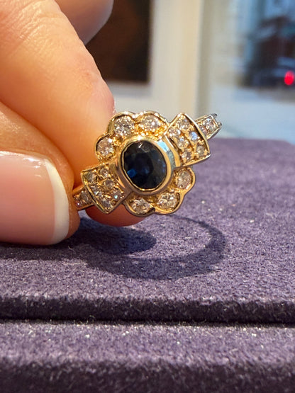 BAGUE MODERNE DIAMANTS & SAPHIR