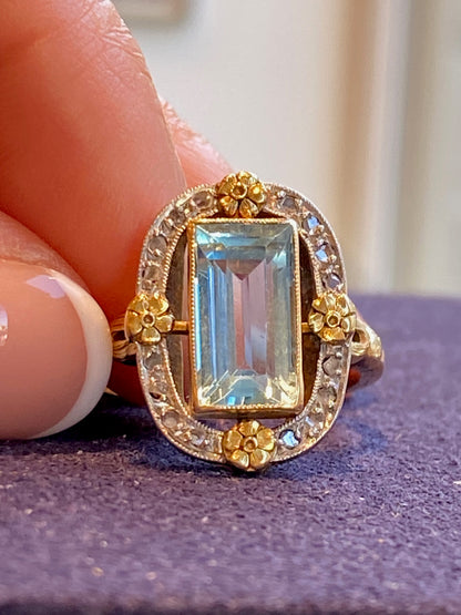 BAGUE ANCIENNE AIGUE MARINE