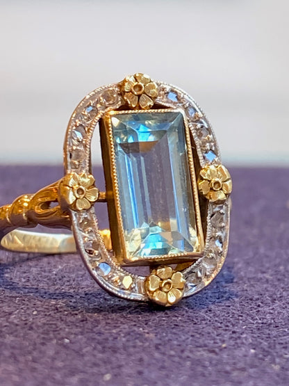 BAGUE ANCIENNE AIGUE MARINE