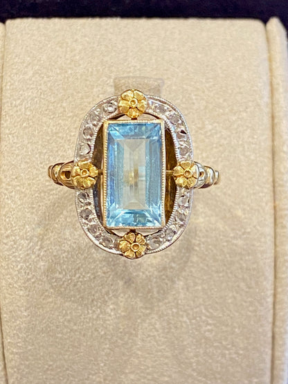 BAGUE ANCIENNE AIGUE MARINE