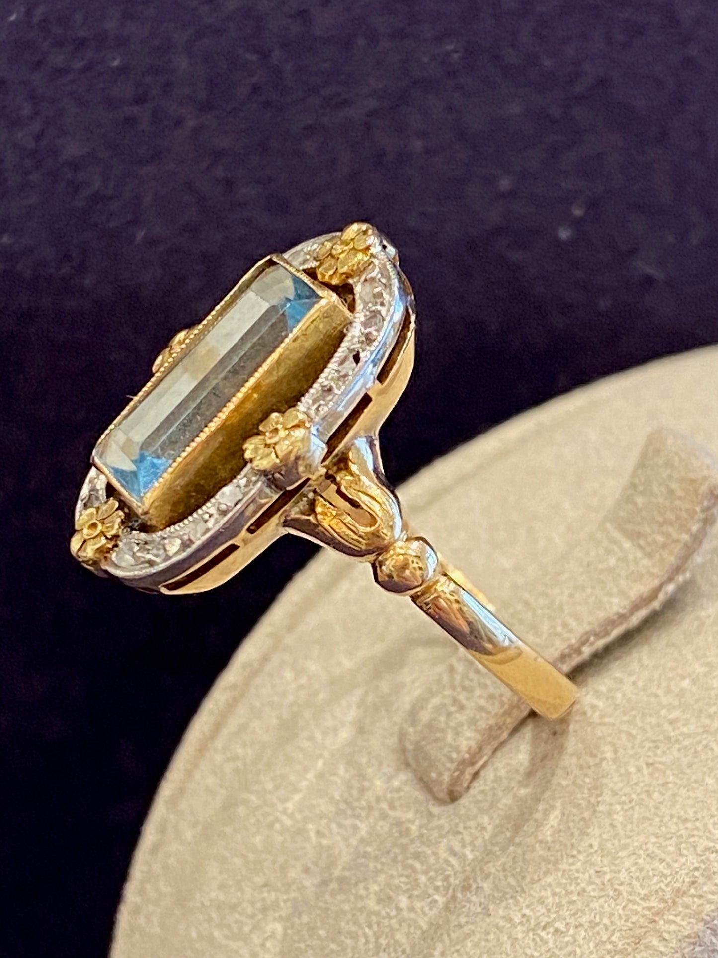 BAGUE ANCIENNE AIGUE MARINE