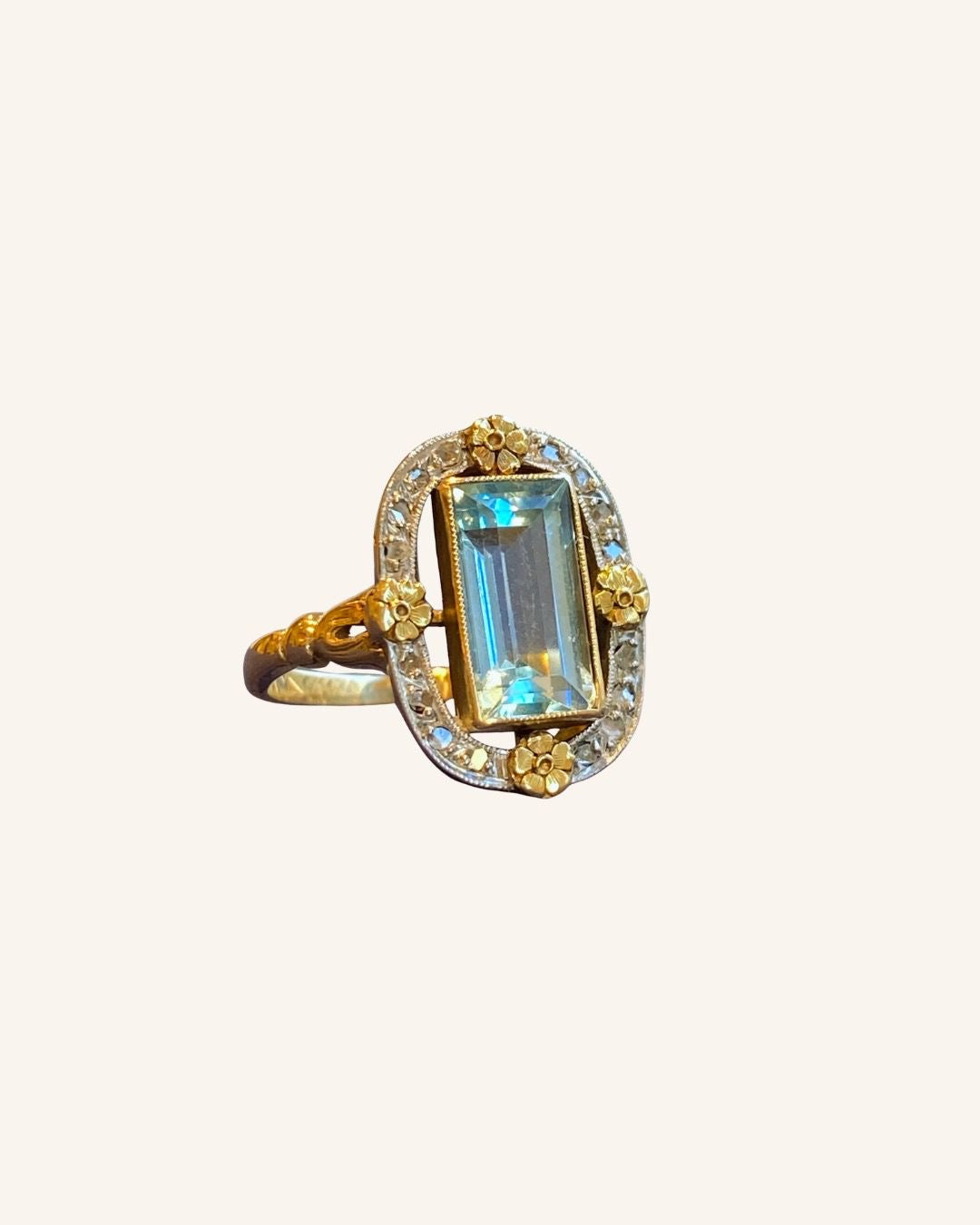 BAGUE ANCIENNE AIGUE MARINE