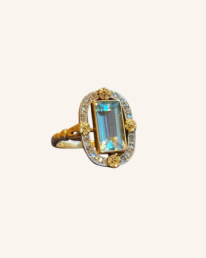 BAGUE ANCIENNE AIGUE MARINE