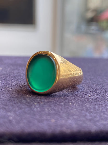 CHEVALIERE EN OR & CHRYSOPRASE