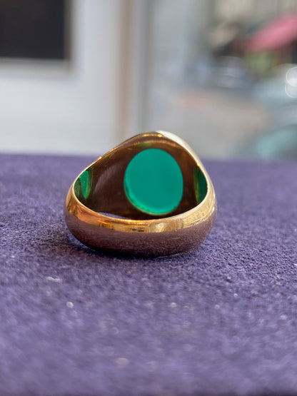 CHEVALIERE EN OR & CHRYSOPRASE