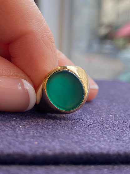 CHEVALIERE EN OR & CHRYSOPRASE