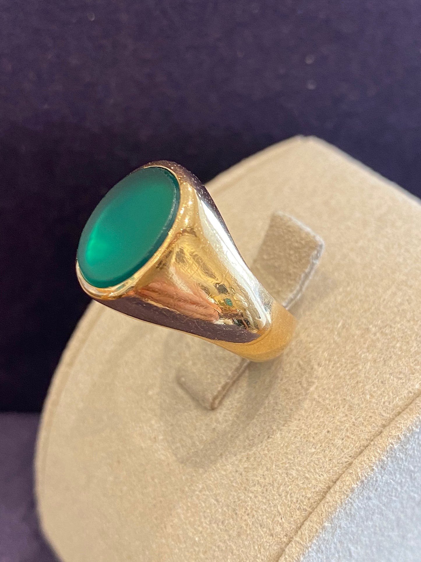 CHEVALIERE EN OR & CHRYSOPRASE