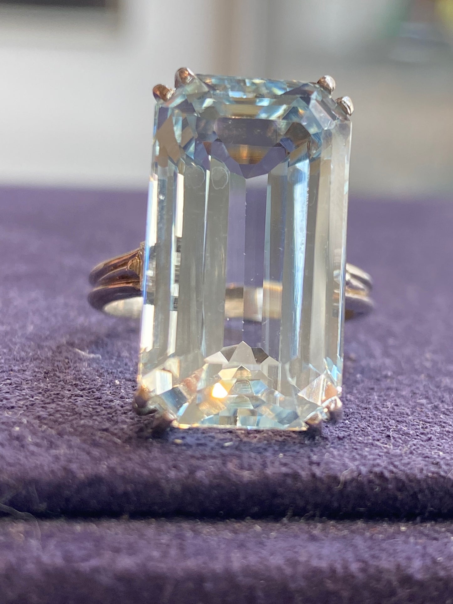 BAGUE COCKTAIL AIGUE-MARINE & DIAMANTS 60'