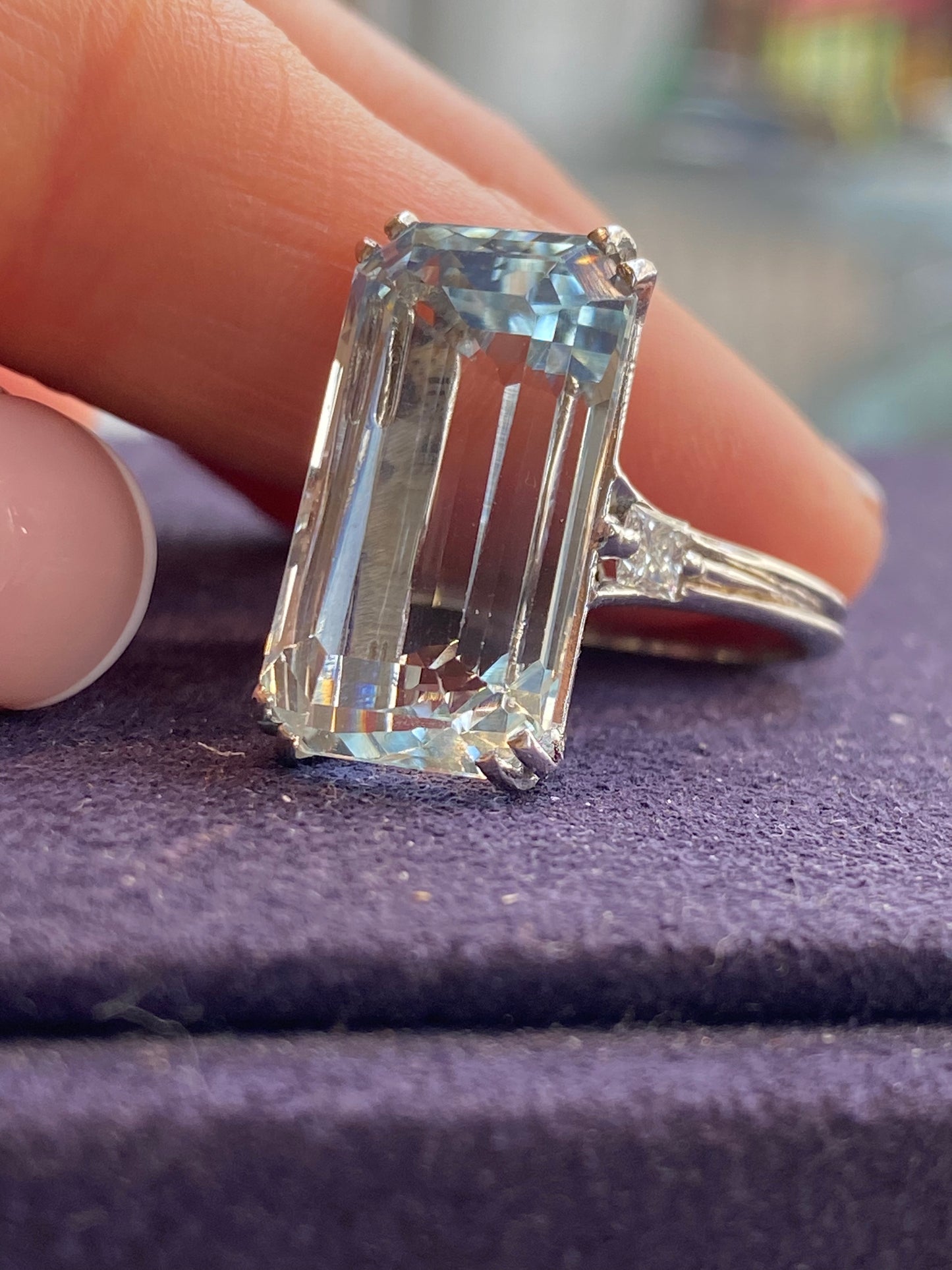 BAGUE COCKTAIL AIGUE-MARINE & DIAMANTS 60'