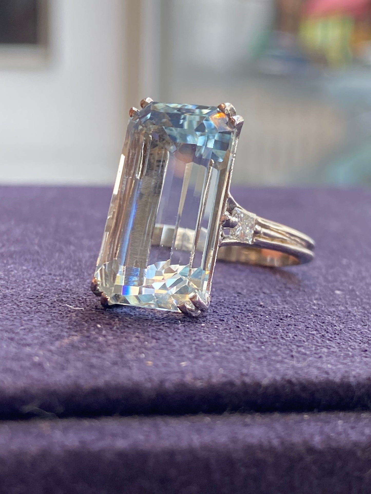 BAGUE COCKTAIL AIGUE-MARINE & DIAMANTS 60'