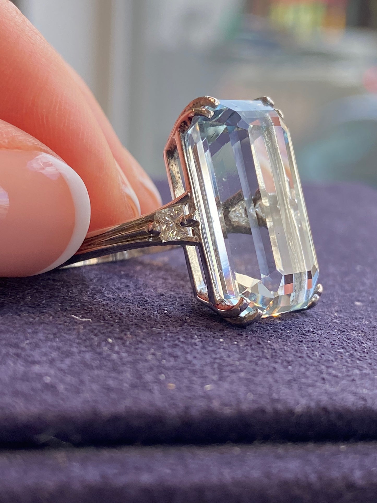 BAGUE COCKTAIL AIGUE-MARINE & DIAMANTS 60'