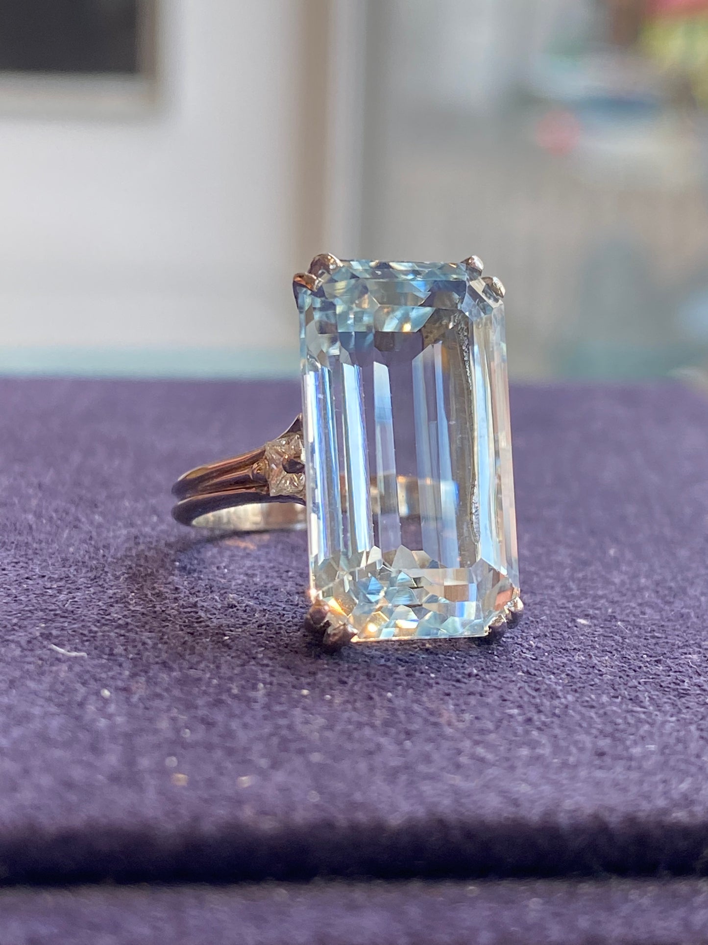 BAGUE COCKTAIL AIGUE-MARINE & DIAMANTS 60'