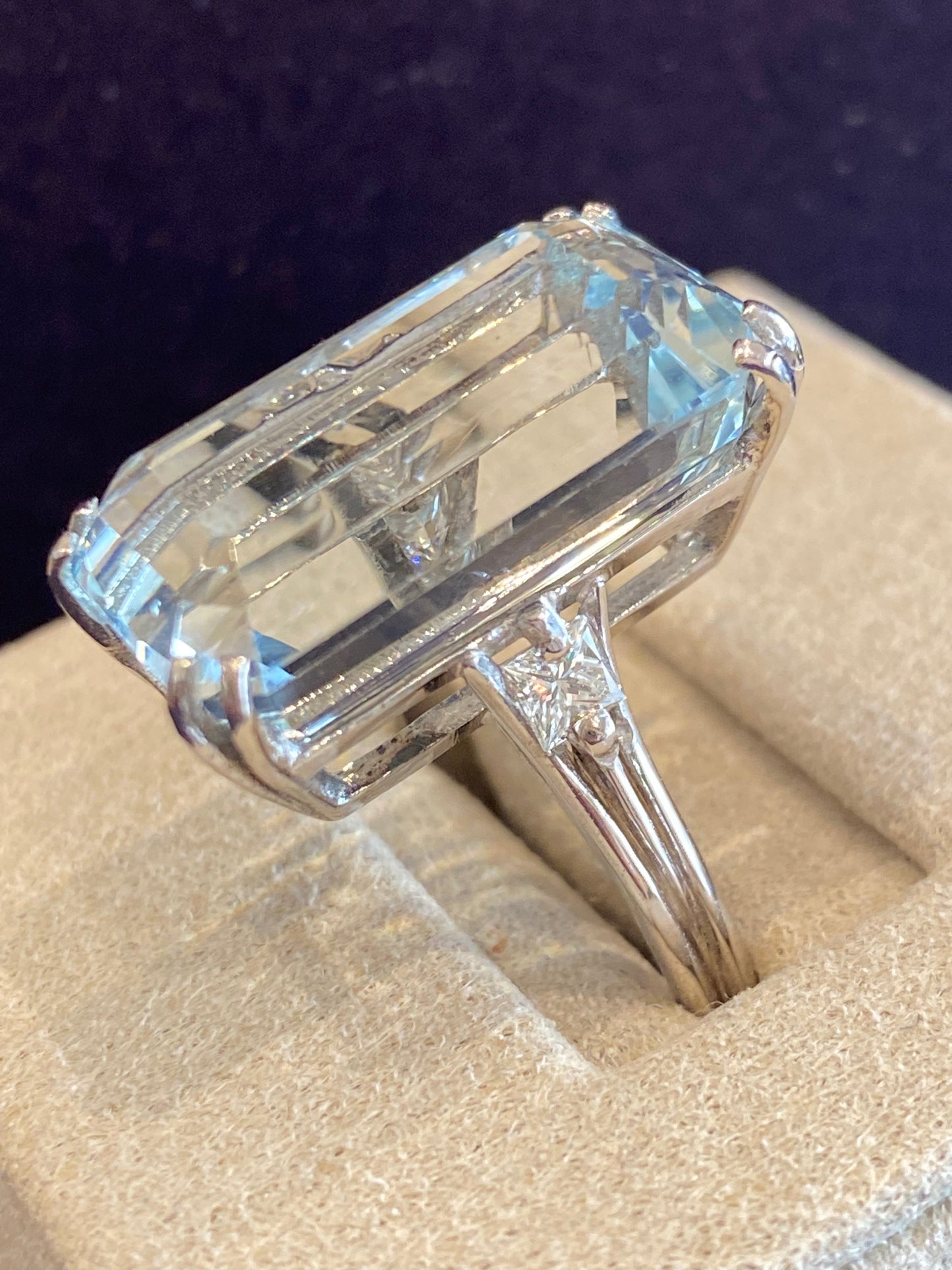 BAGUE COCKTAIL AIGUE-MARINE & DIAMANTS 60'