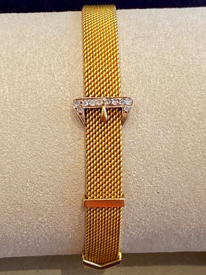 Bracelet ancien en or maille milanaise  au motif de ceinture