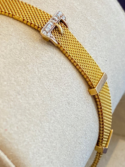 Bracelet ancien en or maille milanaise  au motif de ceinture