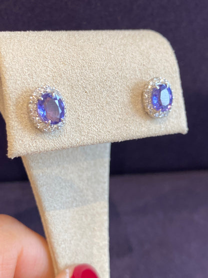 BOUCLES D'OREILLES SAPHIRS COLOR CHANGE