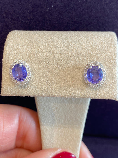 BOUCLES D'OREILLES SAPHIRS COLOR CHANGE