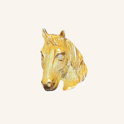 BROCHE CHEVAL EN OR & DIAMANTS